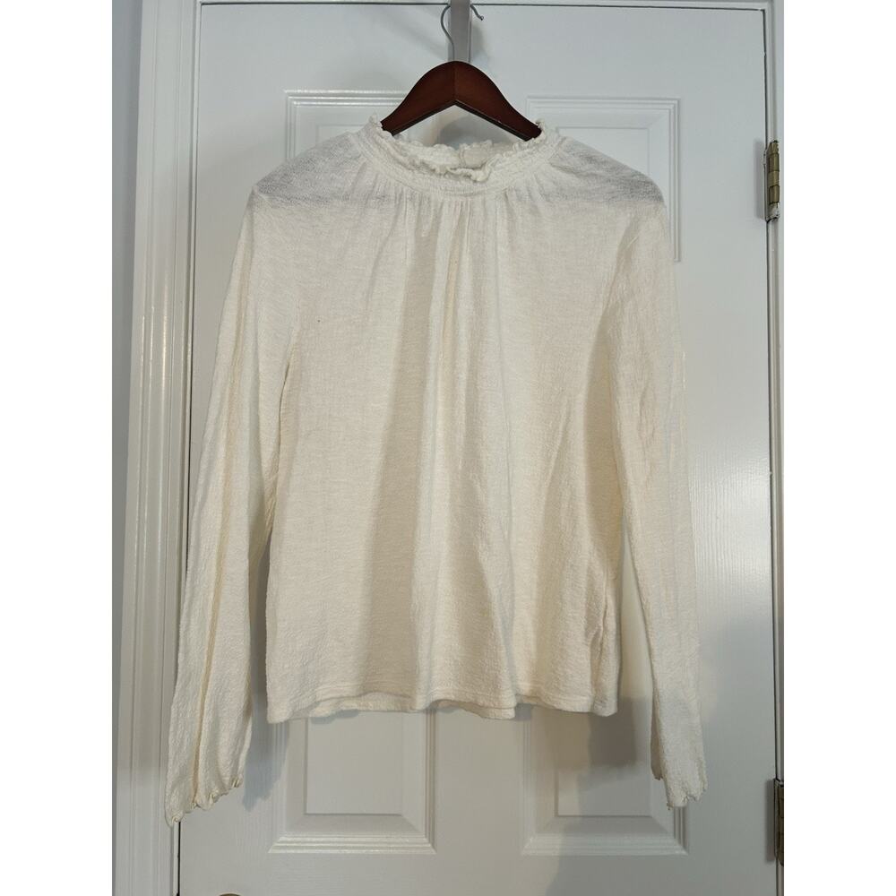 Madewell Texture & Thread Smocked Mock Neck Top Cream Size Large